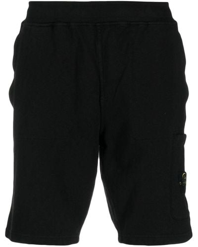 Stone Island Pantalones cortos con parche del logo - Negro