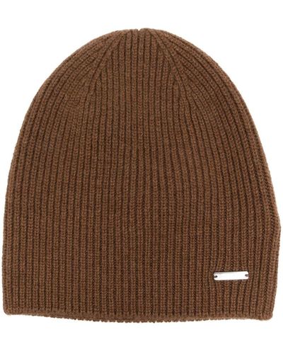 Woolrich Cashmere Ribbed Beanie - Brown