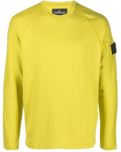 Stone Island Shadow Project Logo-patch Long-sleeved Sweater Yellow