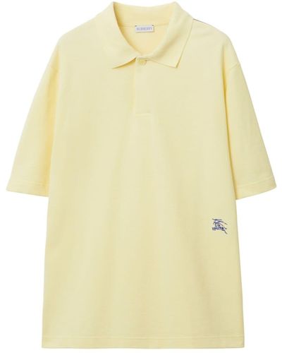 Burberry Equestrian Knight-embroidered Cotton Polo Shirt - Yellow