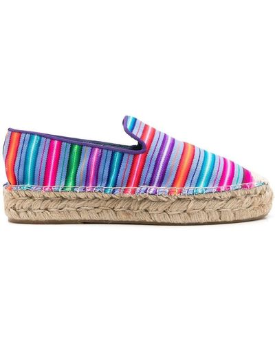 Blue Bird Shoes Striped Cotton Espadrilles - White