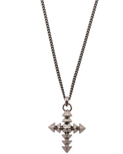 Northskull Statement Cross-pendant Necklace - Metallic