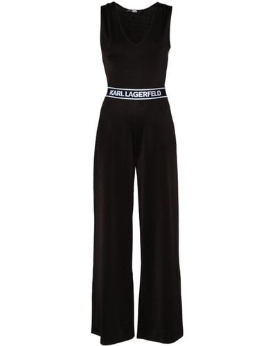 Karl Lagerfeld Logo-tape Reversible Jumpsuit - Black