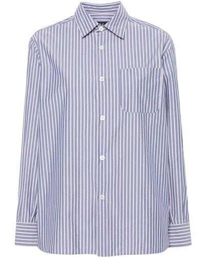A.P.C. Striped Poplin Shirt - Blue