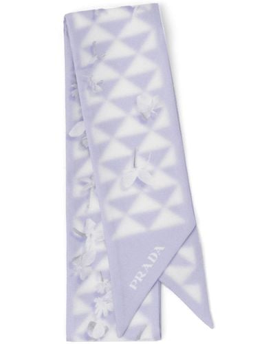 Prada Schal mit Blumen-Print - Weiß