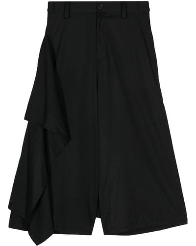 Yohji Yamamoto Draped Wool Trousers - Black