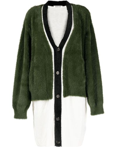 Undercover Layered-design V-neck Cardigan - Green