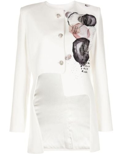 Saiid Kobeisy Printed Asymmetric Jacket - White