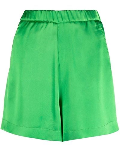 Blanca Vita Salixraso High-waisted Satin Shorts - Green