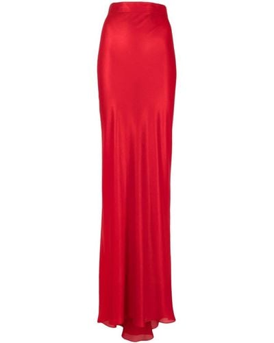Parlor Asymmetric Satin Maxi Skirt - Red