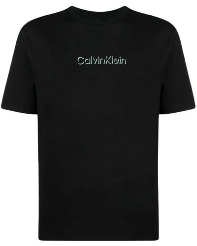 Calvin Klein Logo-embossed Cotton T-shirt - Black