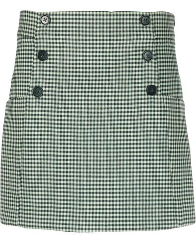 P.A.R.O.S.H. Double-button Gingham-check Skirt - Green