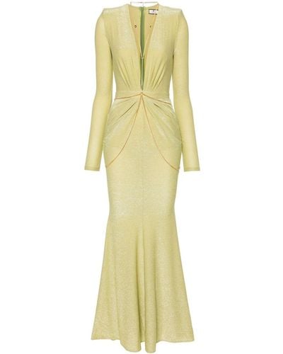 Elisabetta Franchi Robe longue à paillettes - Jaune