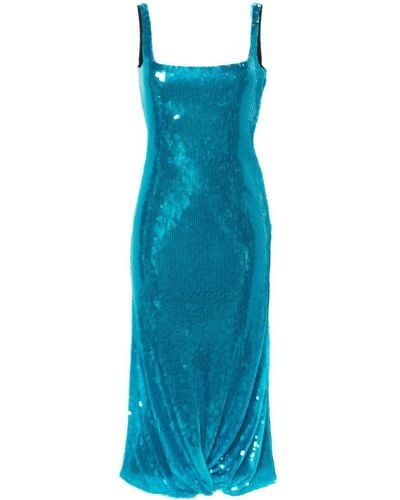 16Arlington Sidd Sequined Mesh Midi Dress - Blue