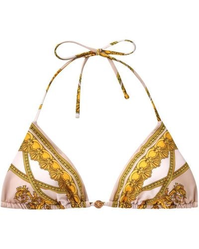 Versace Baroque-pattern Bikini Top - Metallic