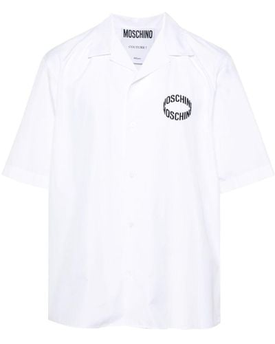 Moschino Rubberised-logo Cotton Shirt - White