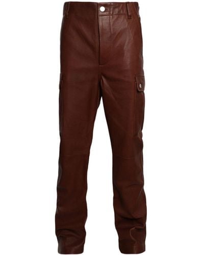 Amiri Flared Leather Cargo Trousers - Brown