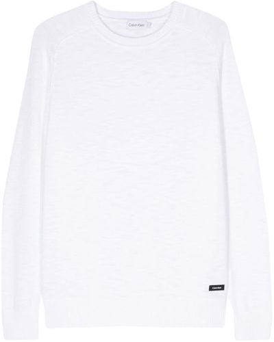 Calvin Klein Pull en coton à patch logo - Blanc