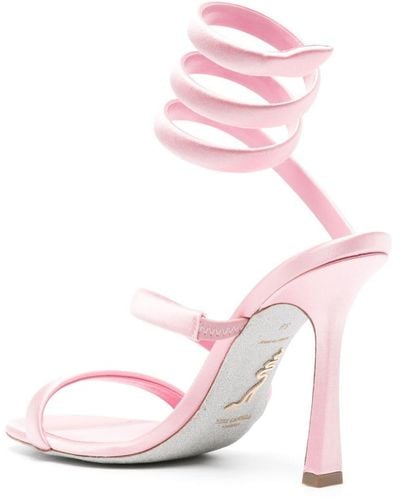Rene Caovilla Cleo 105mm Satin Sandals - Pink