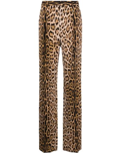 Roberto Cavalli Pantalones rectos con estampado de leopardo - Neutro