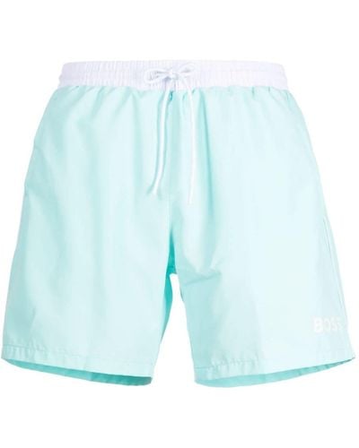BOSS Starfish Logo-print Swim Shorts - Blue