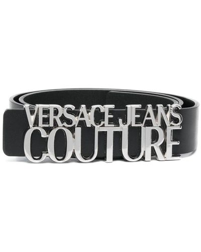 Versace Logo-plaque Leather Belt - Black