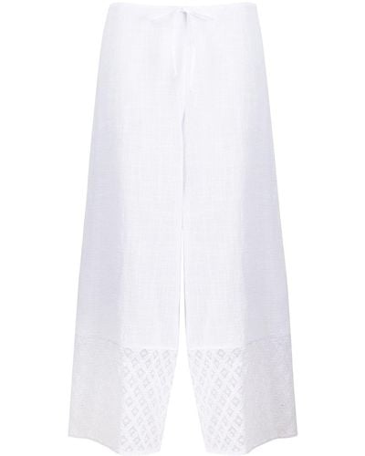 La Perla Broderie Anglaise Trim Cropped Pants - White