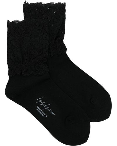 Yohji Yamamoto Lace Embroidered Socks - Black