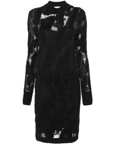 Ferragamo 3d-knit Semi-sheer Midi Dress - Black