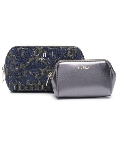 Furla Jacquard Make-up Bag Set Of Two - Blue