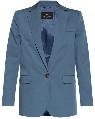Etro Single-breasted cotton blazer - Blau