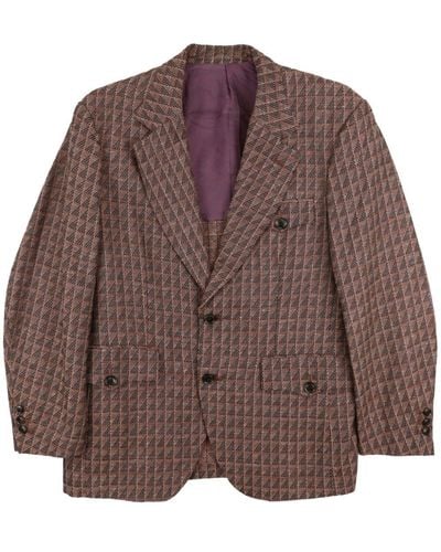 Needles Blazer 2B à motif géométrique en jacquard - Marron