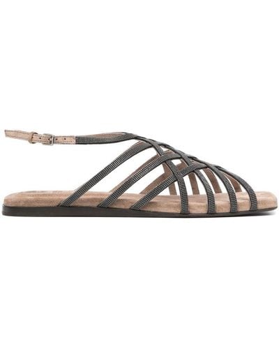 Brunello Cucinelli Crossover-strap Detail Sandals - Brown