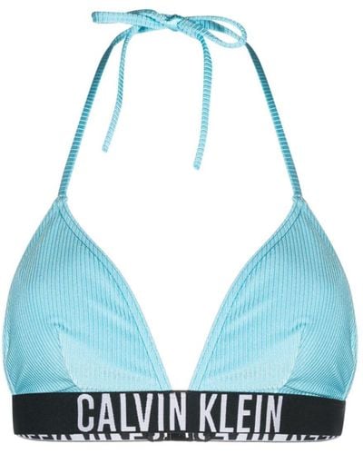 Calvin Klein Top bikini con banda logo - Blu