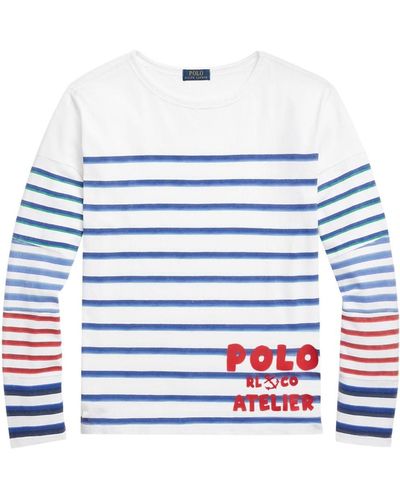 Polo Ralph Lauren Stripe-pattern Cotton T-shirt - White