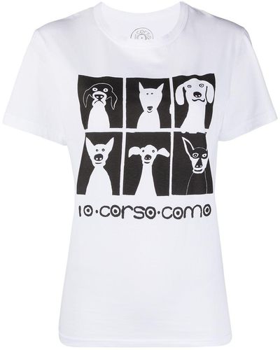 10 Corso Como Dog-print Cotton T-shirt - White
