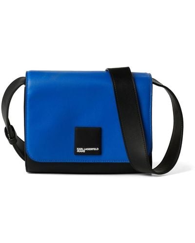 Karl Lagerfeld Tech Colour-block Logo Crossbody Bag - Blue