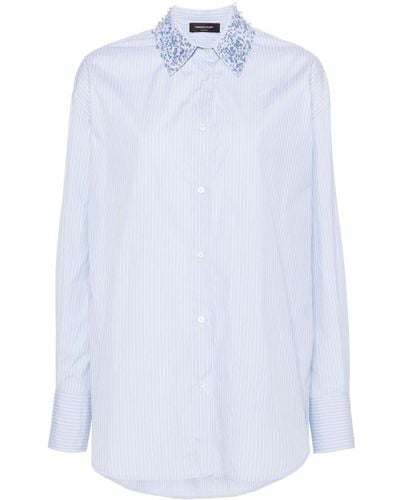 Fabiana Filippi Crystal-embellished Striped Shirt - White