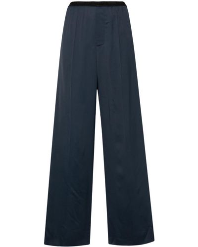 Balenciaga Logo-waistband Straight-leg Trousers - Blue