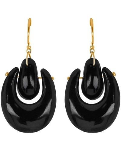 Ten Thousand Things 18kt Yellow Gold Small O'keeffe Onyx Earrings - Black