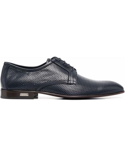 Casadei Perforated Leather Oxford Shoes - Blue