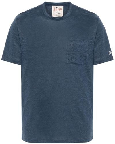 Mc2 Saint Barth ロゴ リネンtシャツ - ブルー
