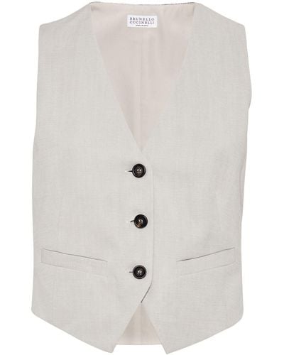 Brunello Cucinelli Linen-blend Waistcoat - White