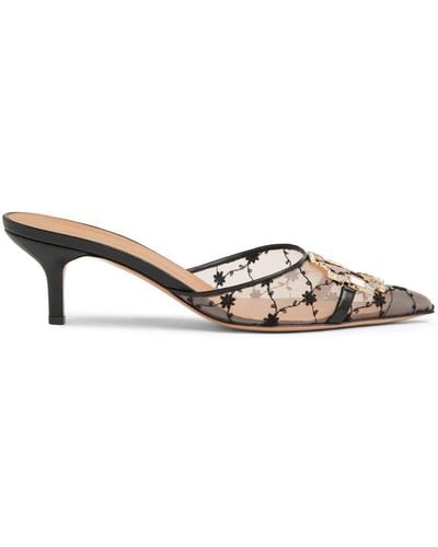 Malone Souliers Missy 45mm Floral-embroidered Mules - Natural