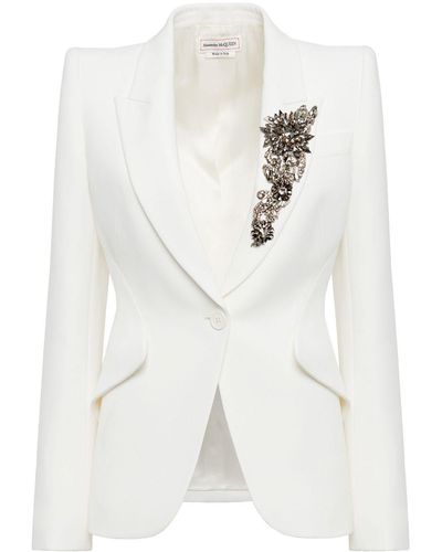 Alexander McQueen Victorian Jewel Blazer Met Enkele Rij Knopen - Wit