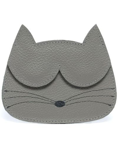 Sarah Chofakian Cat-face Leather Card Holder - Gray