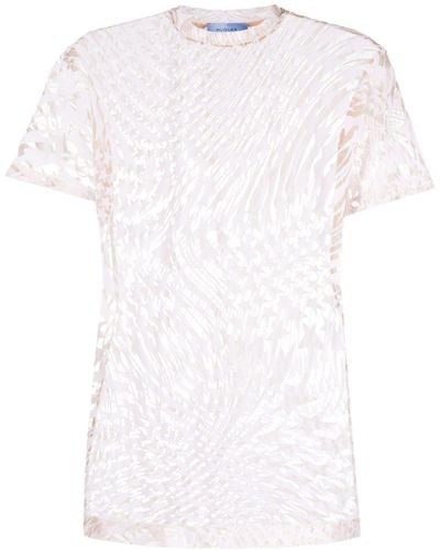 Mugler T-shirt en résille à imprimé étoile - Blanc