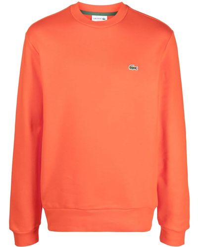 Lacoste Logo-patch Crew-neck Sweatshirt - Orange