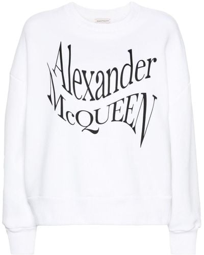 Alexander McQueen Weißer crewneck sweatshirt mit logo-print