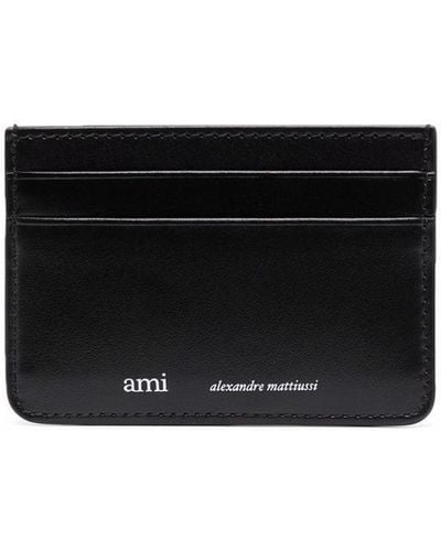 Ami Paris Ami Paris Paris Logo-print Leather Cardholder - Black
